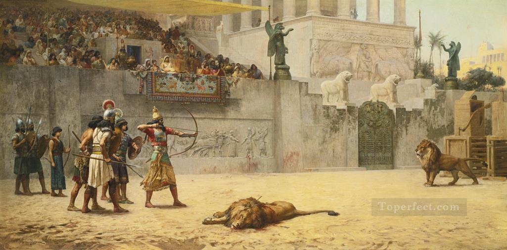 La diversion d’un roi assyrien Frederick Arthur Bridgman Peintures à l'huile